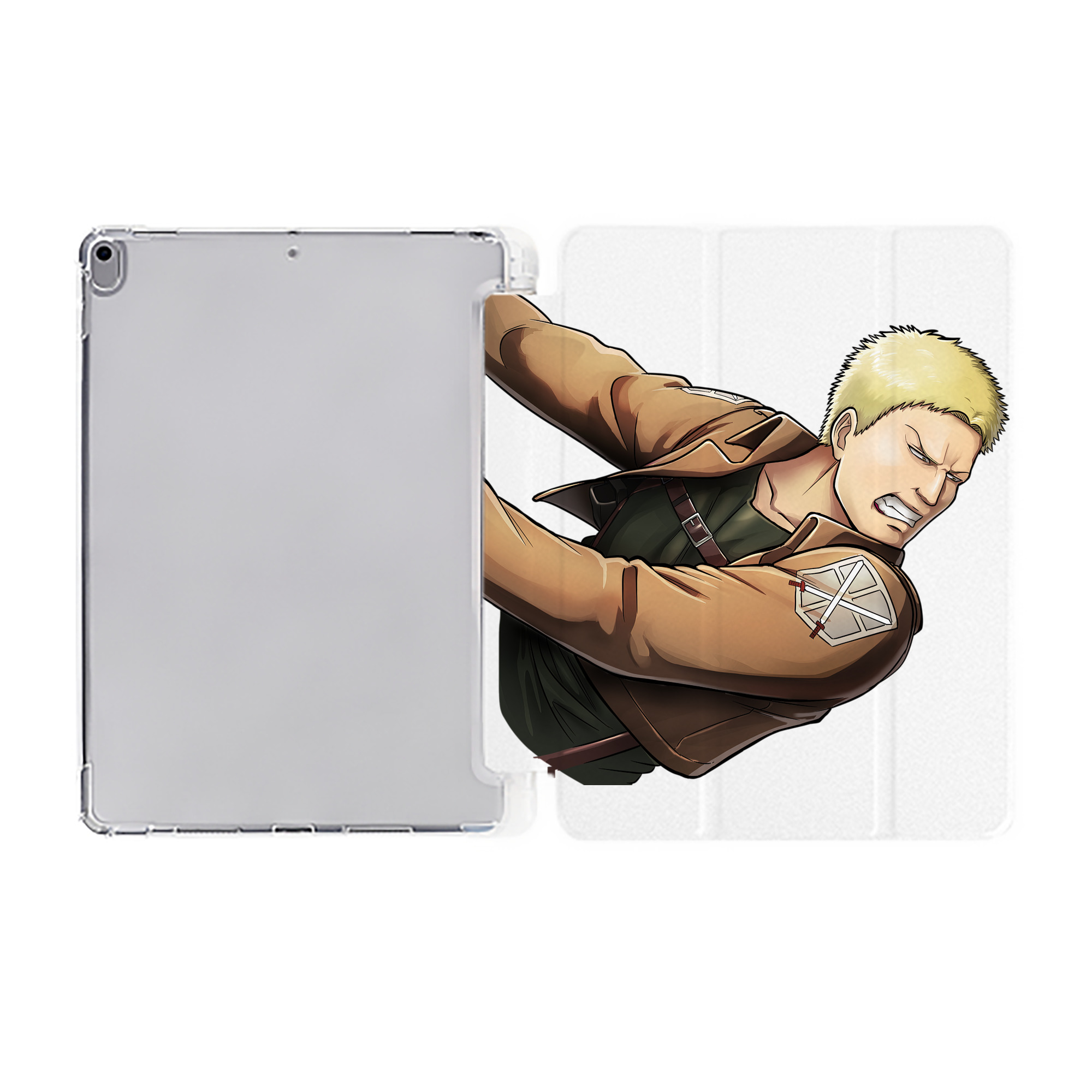 （画像用） 進撃の巨人 ライナー・ブラウン Attack on Titan Reiner Braun IPad ケース ペン収納付き 三つ折りスタンド PUレザー×シリコン 対応機種9.5/10.5/10.9インチ